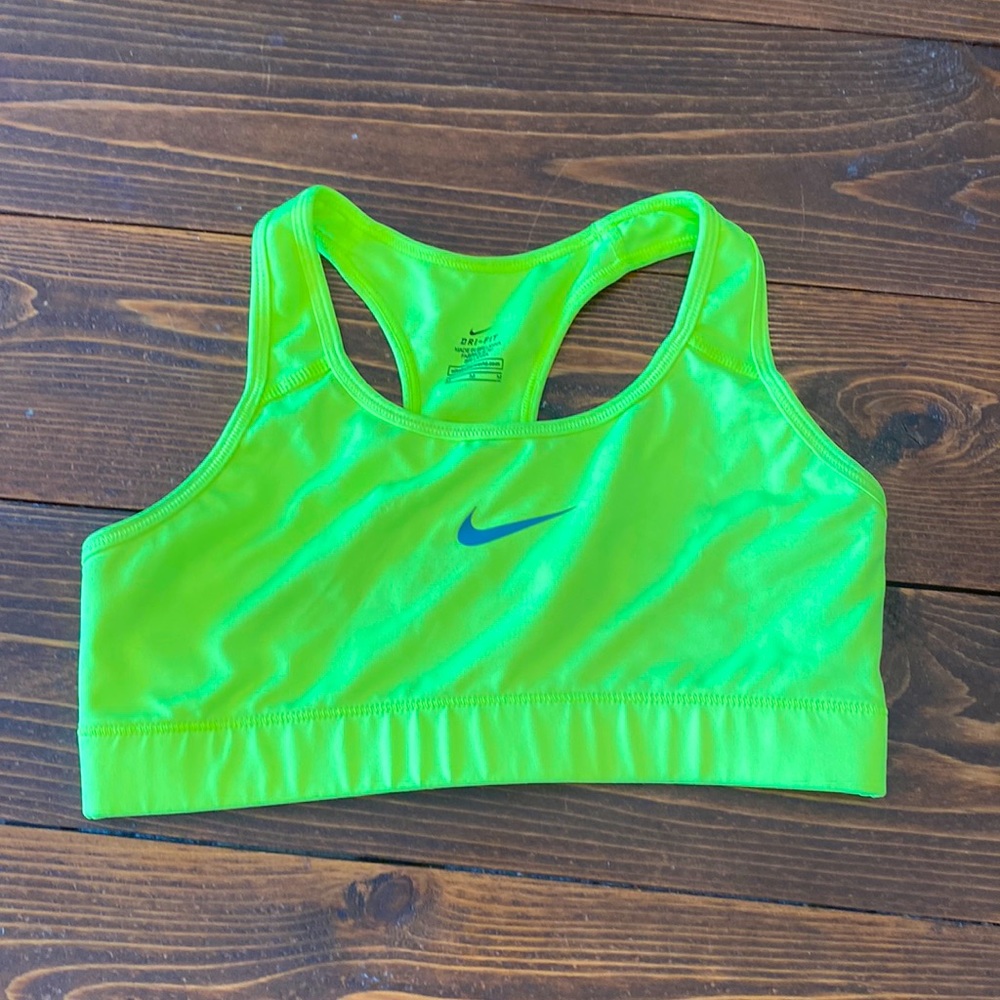 neon yellow nike sports bra